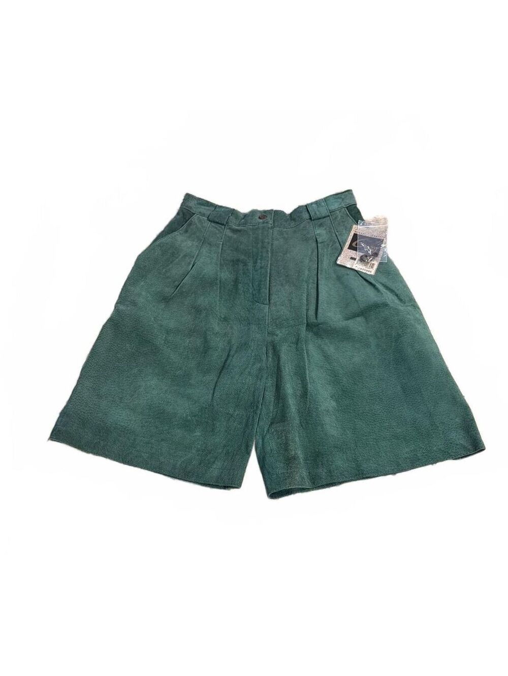 NWT Vintage Suede Dress Shorts Green Womens Global Identity GIII Leather Pleated